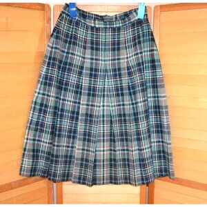 Vintage Skirt Scotch Plaid Pleated Full Swing Wool 1970